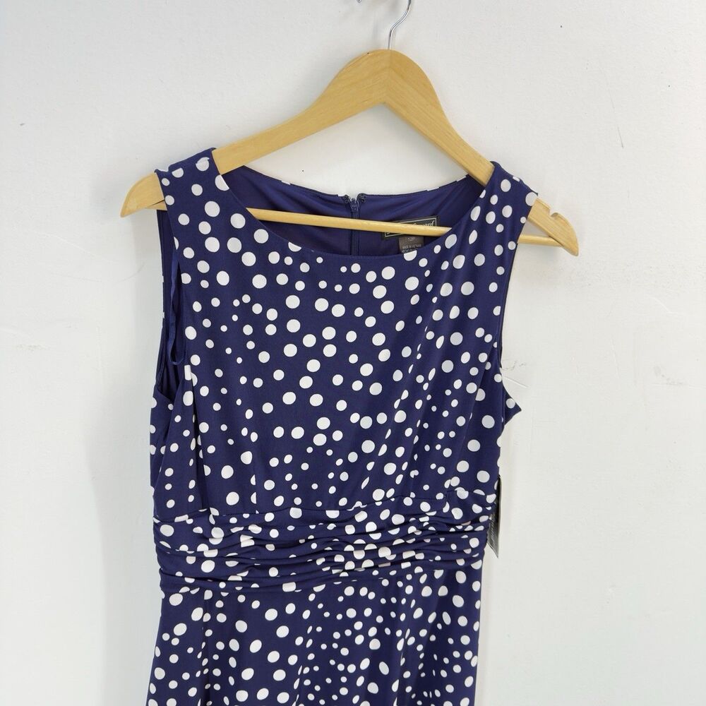 Jessica Howard Womens Midi Stretchy Dress Size PM Missy Blue White Polka Dots - Picture 8 of 15